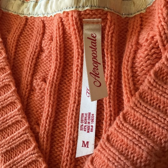 Aeropostale Sweater Womens Sz M Orange Cable Knit V-Neck Long Sleeve Y2K - Picture 14 of 16